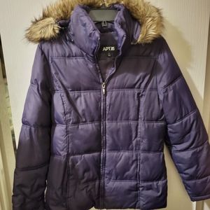 Apt.9 Women's Purple, Puffer, Hooded Coat